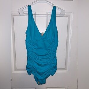 Women’s slimming bathing suit, turquoise in color